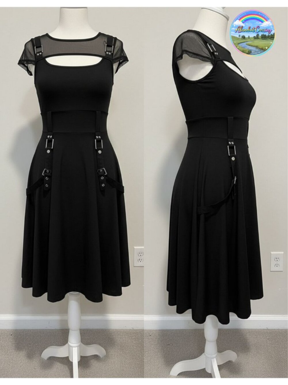 Gothic Mesh Mini Dress Halter Sleeveless Y2K Alt Clubwear Polyester Spandex